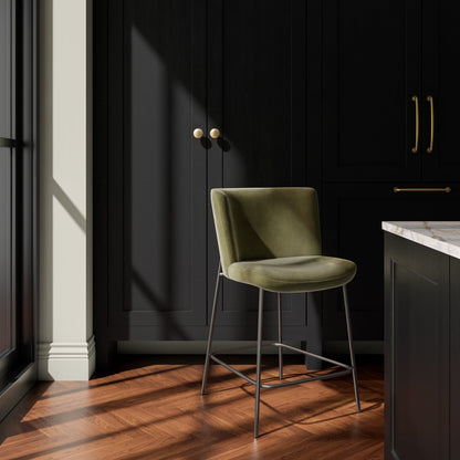 Early Metal Frame With Curved Back Counter Stool