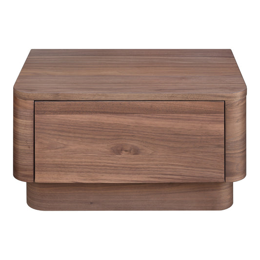 Round Off Wood Nightstand