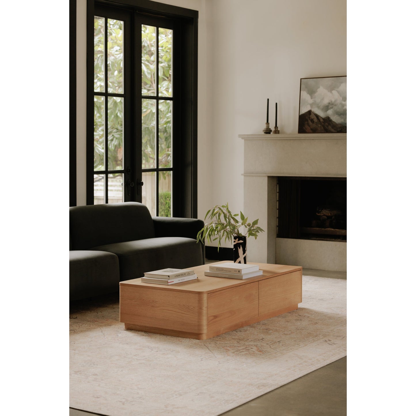 Round Off Wood Rectangular Coffee Table