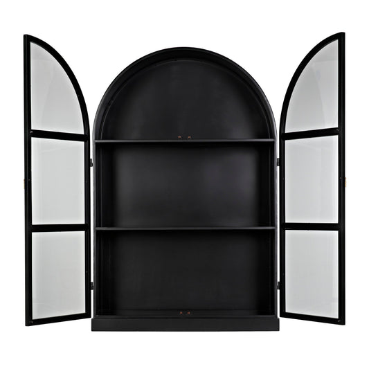 Yoke Hutch Black Curio Buffet Glass Doors Cabinet-Buffets & Curios-Noir-Sideboards and Things