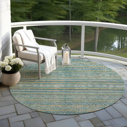 LOOMLAN Rugs Ysadora Teal Washable Indoor-Outdoor Rug