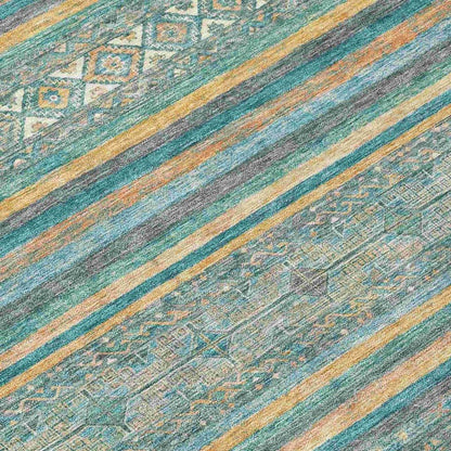 LOOMLAN Rugs Ysadora Teal Washable Indoor-Outdoor Rug