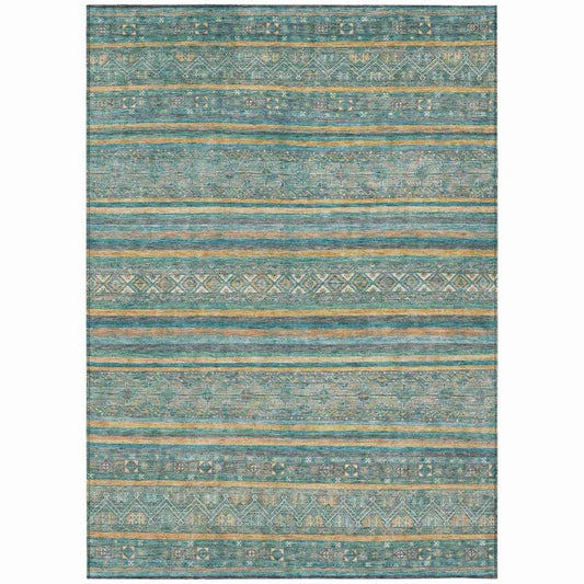 LOOMLAN Rugs Ysadora Teal Washable Indoor-Outdoor Rug