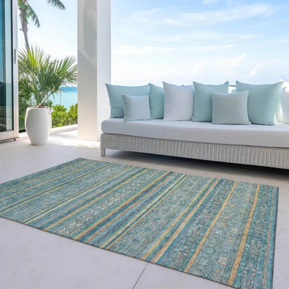LOOMLAN Rugs Ysadora Teal Washable Indoor-Outdoor Rug