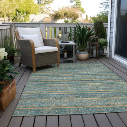 LOOMLAN Rugs Ysadora Teal Washable Indoor-Outdoor Rug