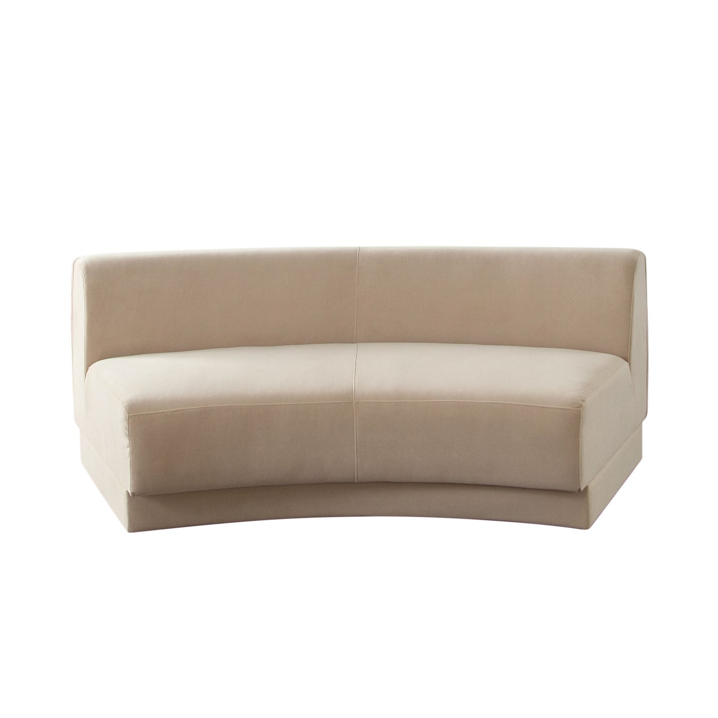 Zelda Light Camel Performance Velvet Curved Armless Sofa With 1 Accent Pillow Ball