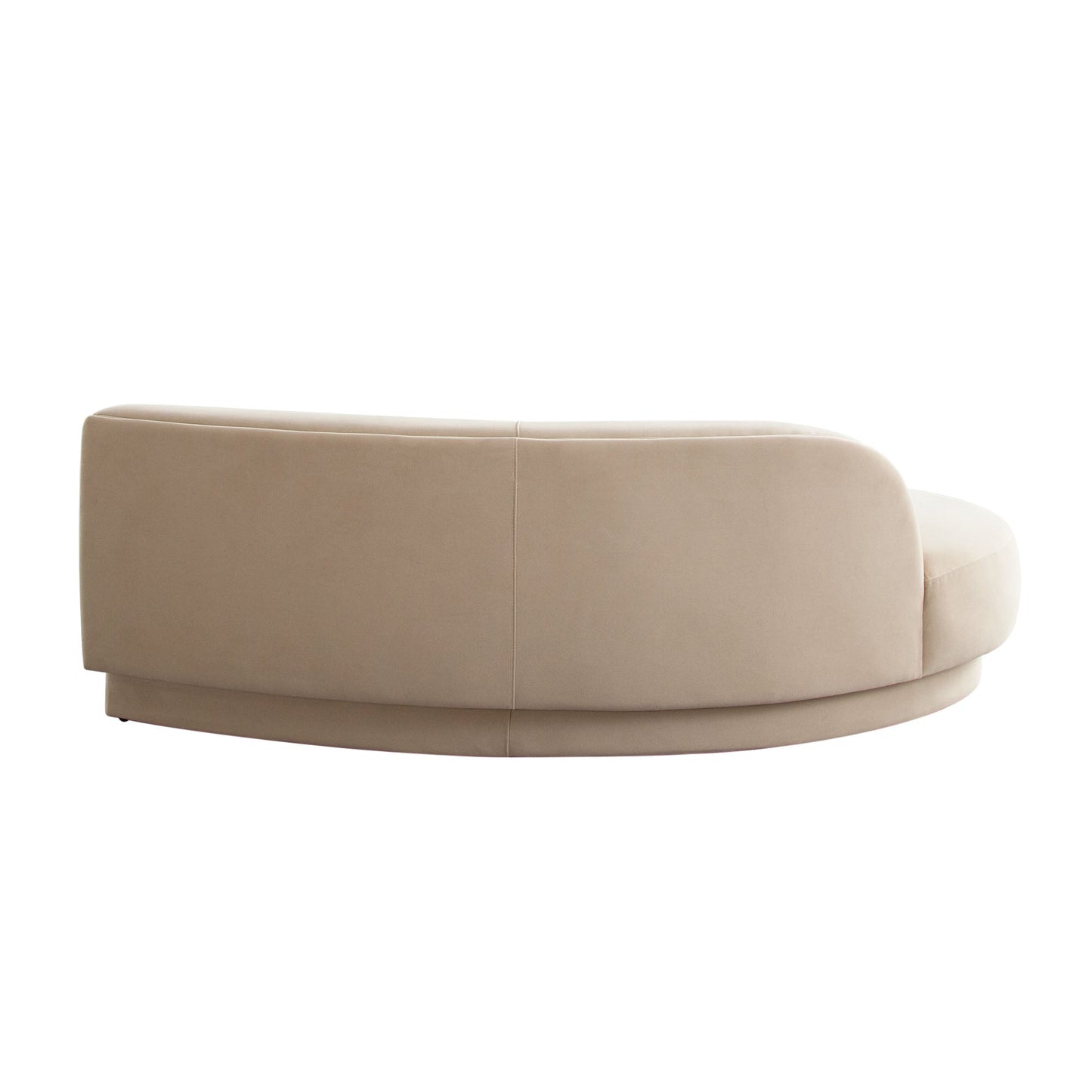 Zelda LF Curved Light Camel Performance Velvet Chaise in With 1 Accent Pillow Ball