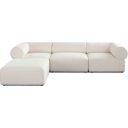 Zia 4PC Modular Reversible Chaise Sectional in Ivory Sherpa Fabric