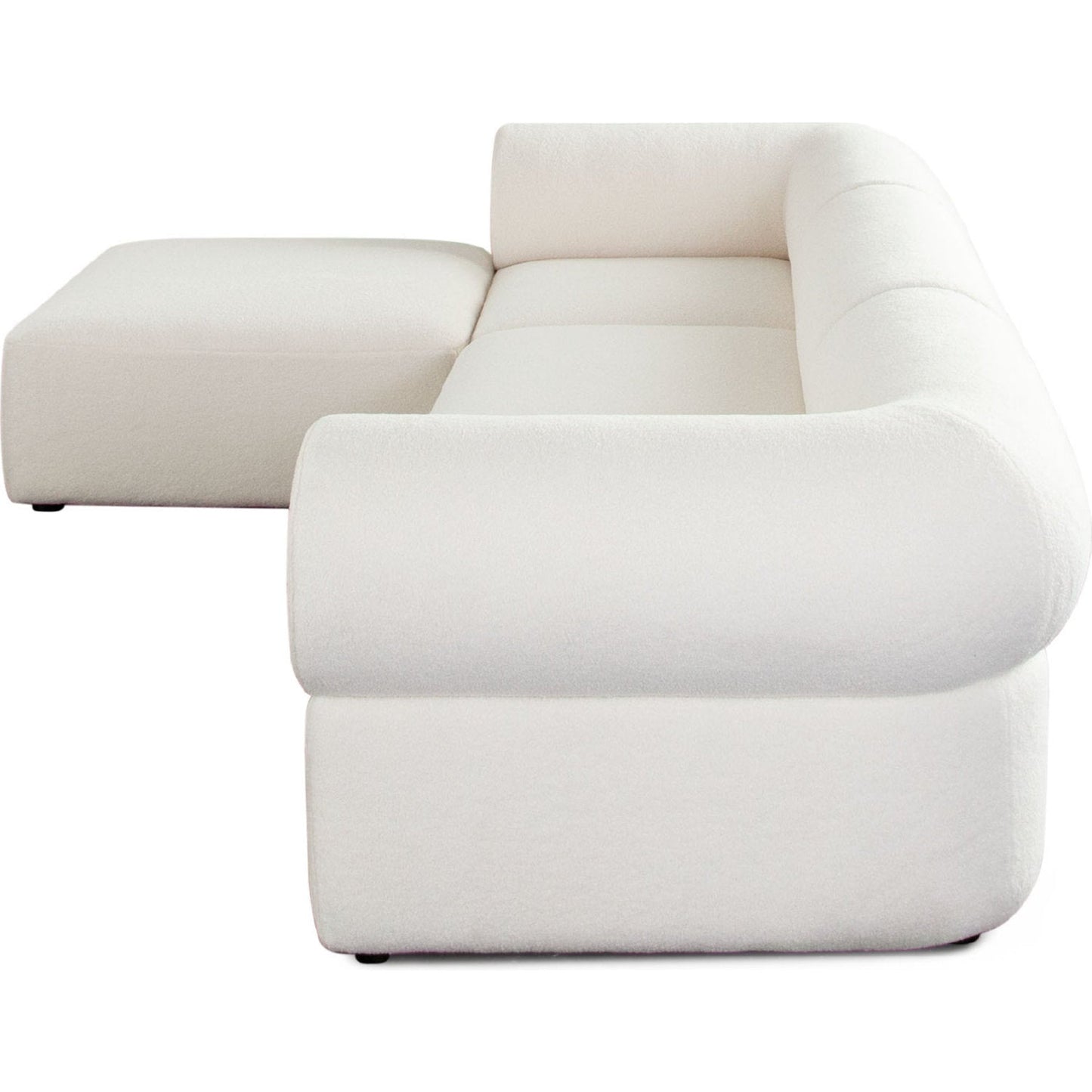 Zia 4PC Modular Reversible Chaise Sectional in Ivory Sherpa Fabric