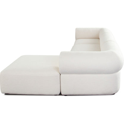 Zia 4PC Modular Reversible Chaise Sectional in Ivory Sherpa Fabric