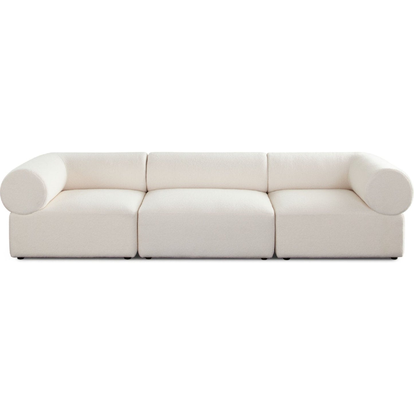 Zia 3PC Modular Sofa in Ivory Sherpa Fabric