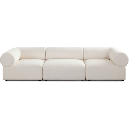 Zia 3PC Modular Sofa in Ivory Sherpa Fabric