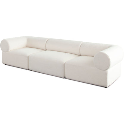 Zia 3PC Modular Sofa in Ivory Sherpa Fabric