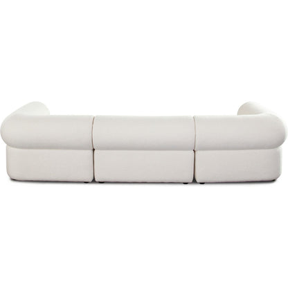 Zia 3PC Modular Sofa in Ivory Sherpa Fabric