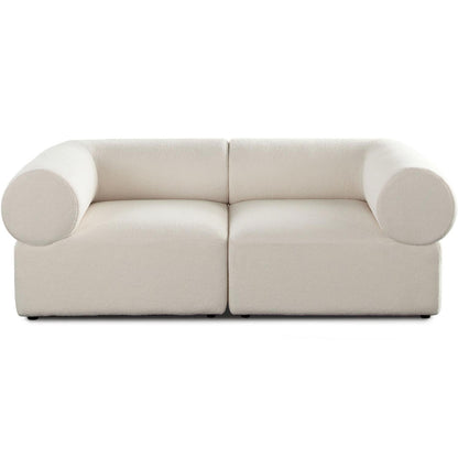 Zia 2PC Modular Sofa in Ivory Sherpa Fabric