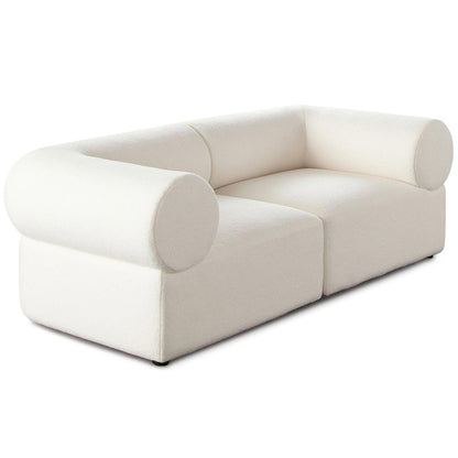 Zia 2PC Modular Sofa in Ivory Sherpa Fabric