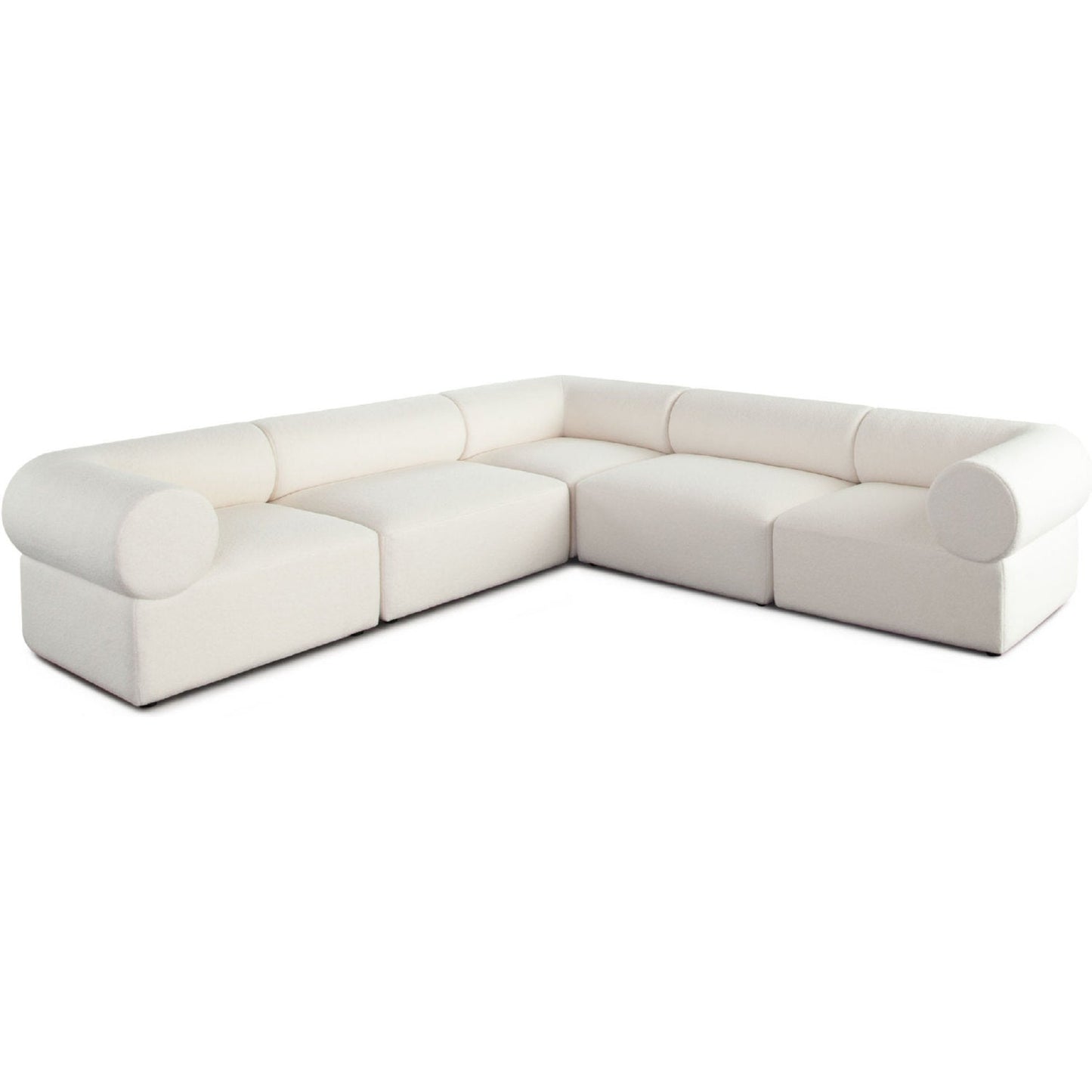 Zia 5PC Corner Sectional in Ivory Sherpa Fabric