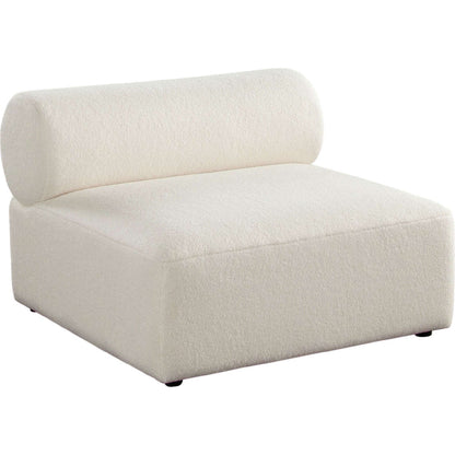 Zia Armless Chair in Ivory Sherpa Fabric