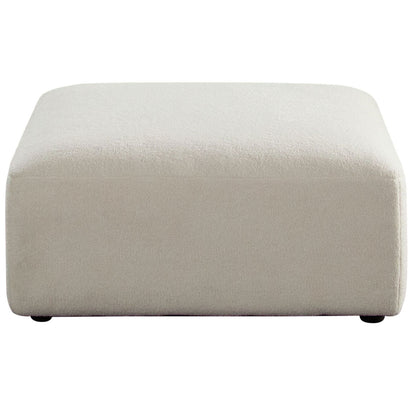 Zia Ottoman in Ivory Sherpa Fabric