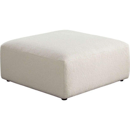 Zia Ottoman in Ivory Sherpa Fabric