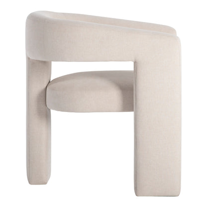 Elo Polyester and Plywood Cream Armless Chair