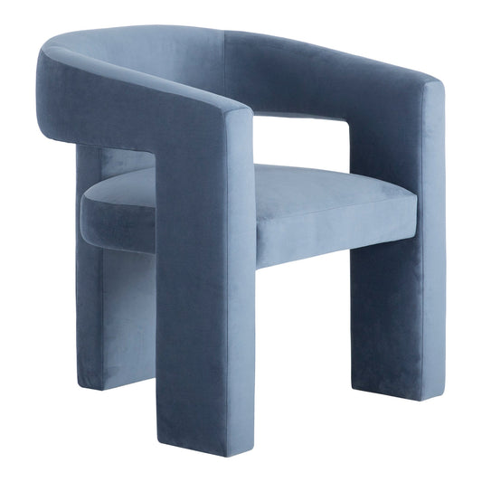 Elo Polyester and Plywood Blue Armless Chair