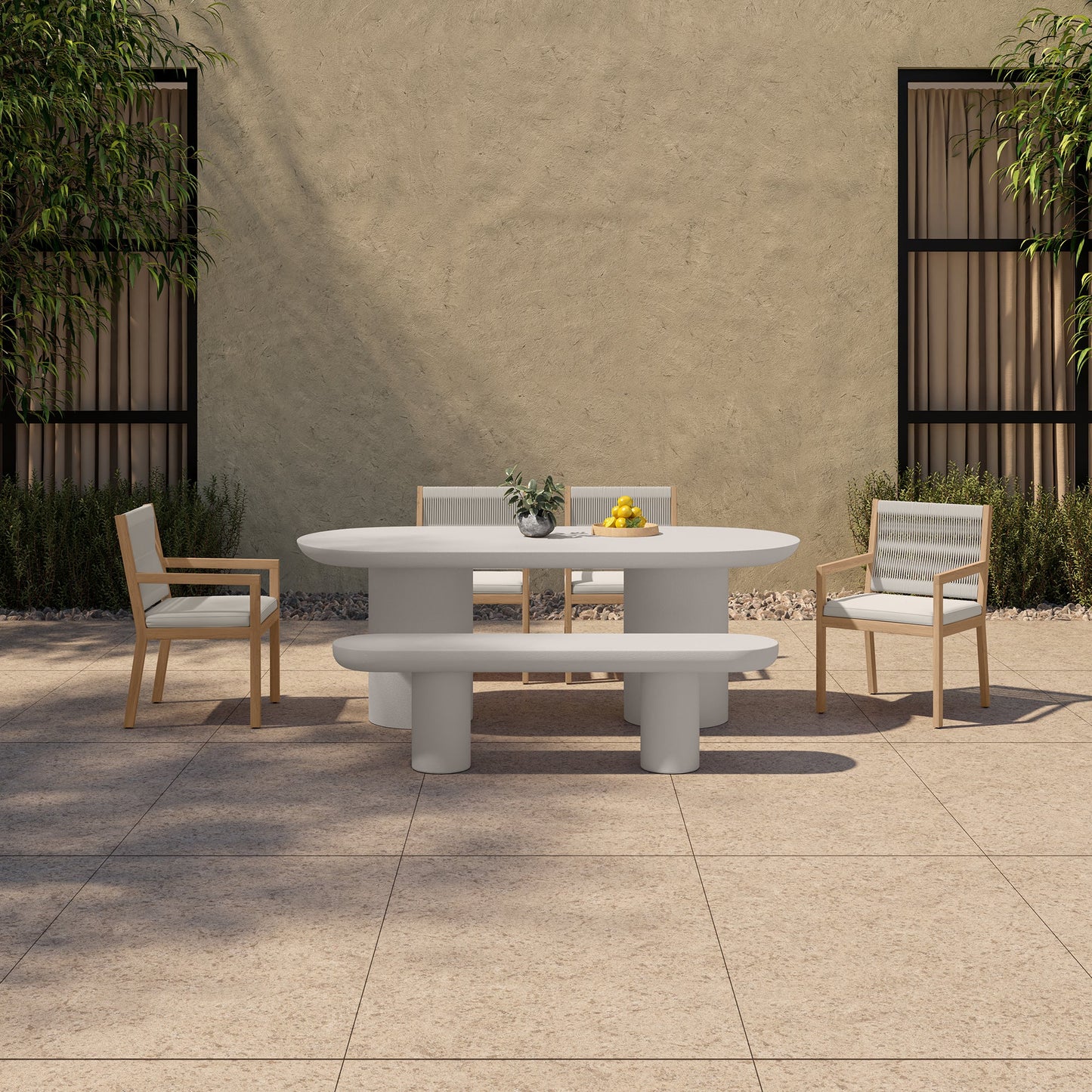 Moe's Home Rocca Cream Concrete Outdoor Dining Table