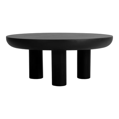 Rocca Concrete and Wood Black Round Coffee Table