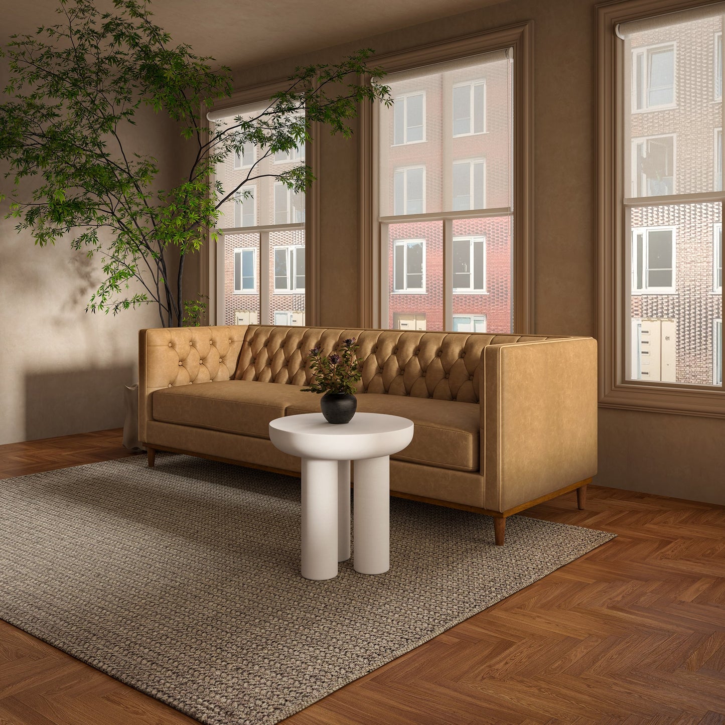 Rocca Cream Durable Concrete Outdoor Side Table