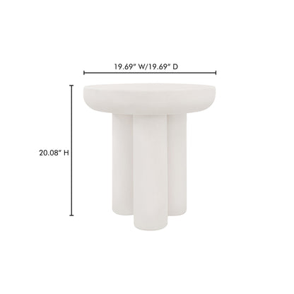 Rocca Cream Durable Concrete Outdoor Side Table