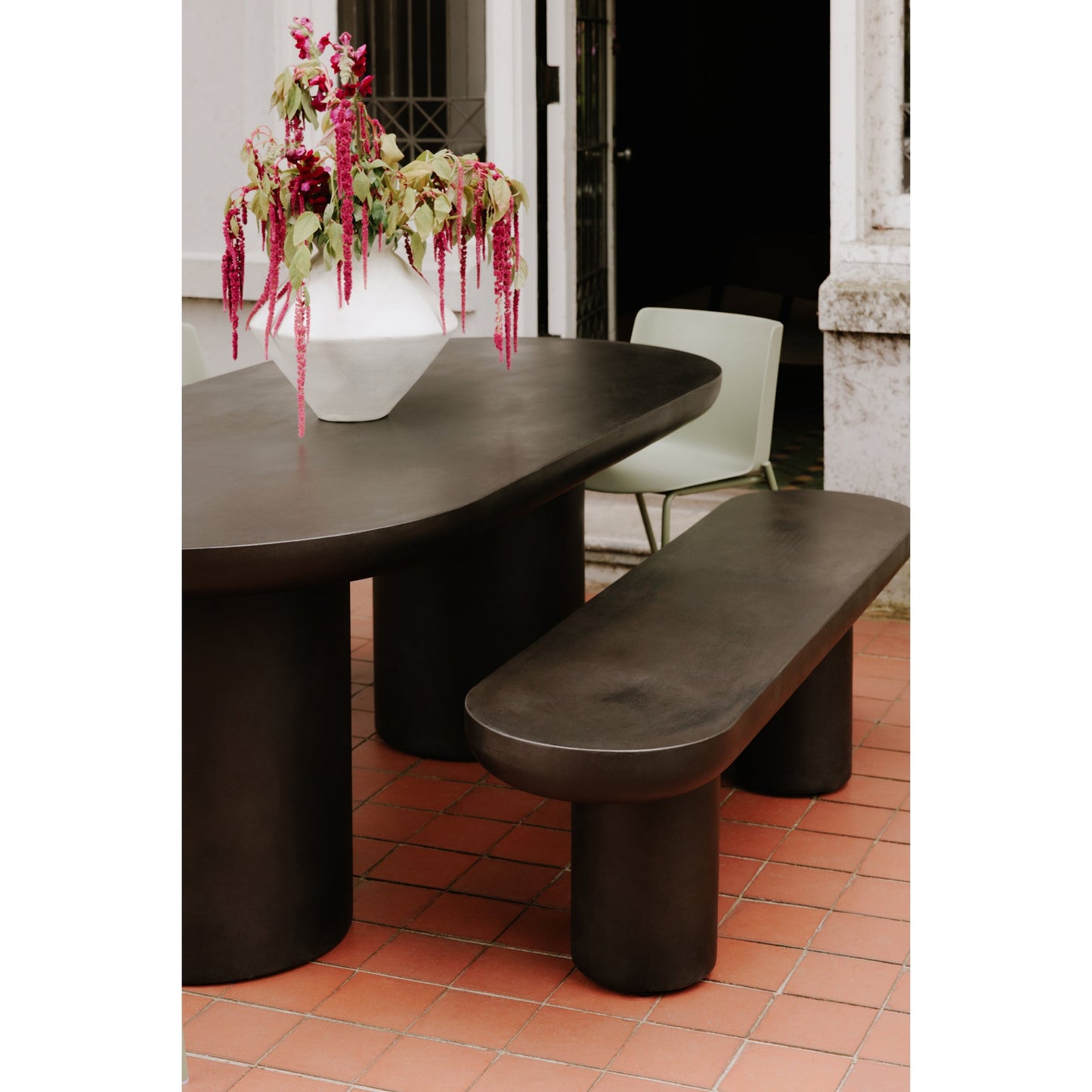 Rocca Concrete and Wood Black Bench