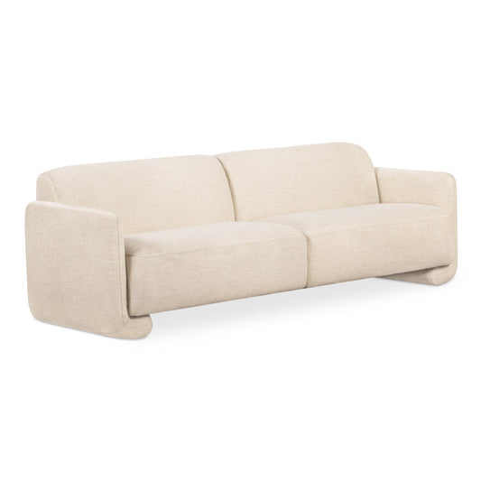 Fallon Polyester and Solid Pine Ivory Sofa