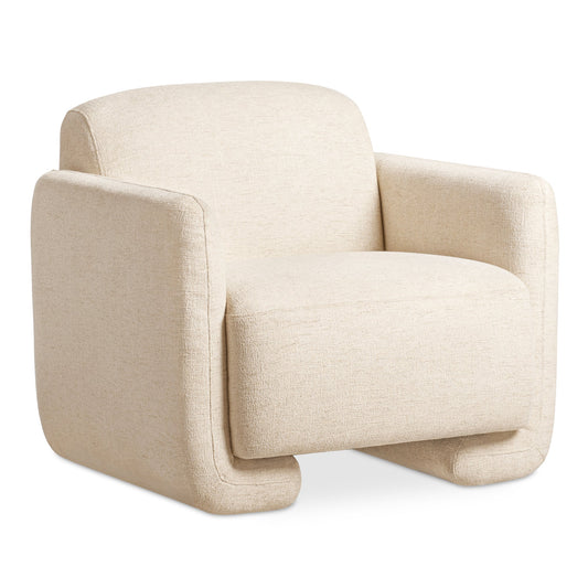 Fallon Polyester and Solid Pine Ivory Accent Arm Chair