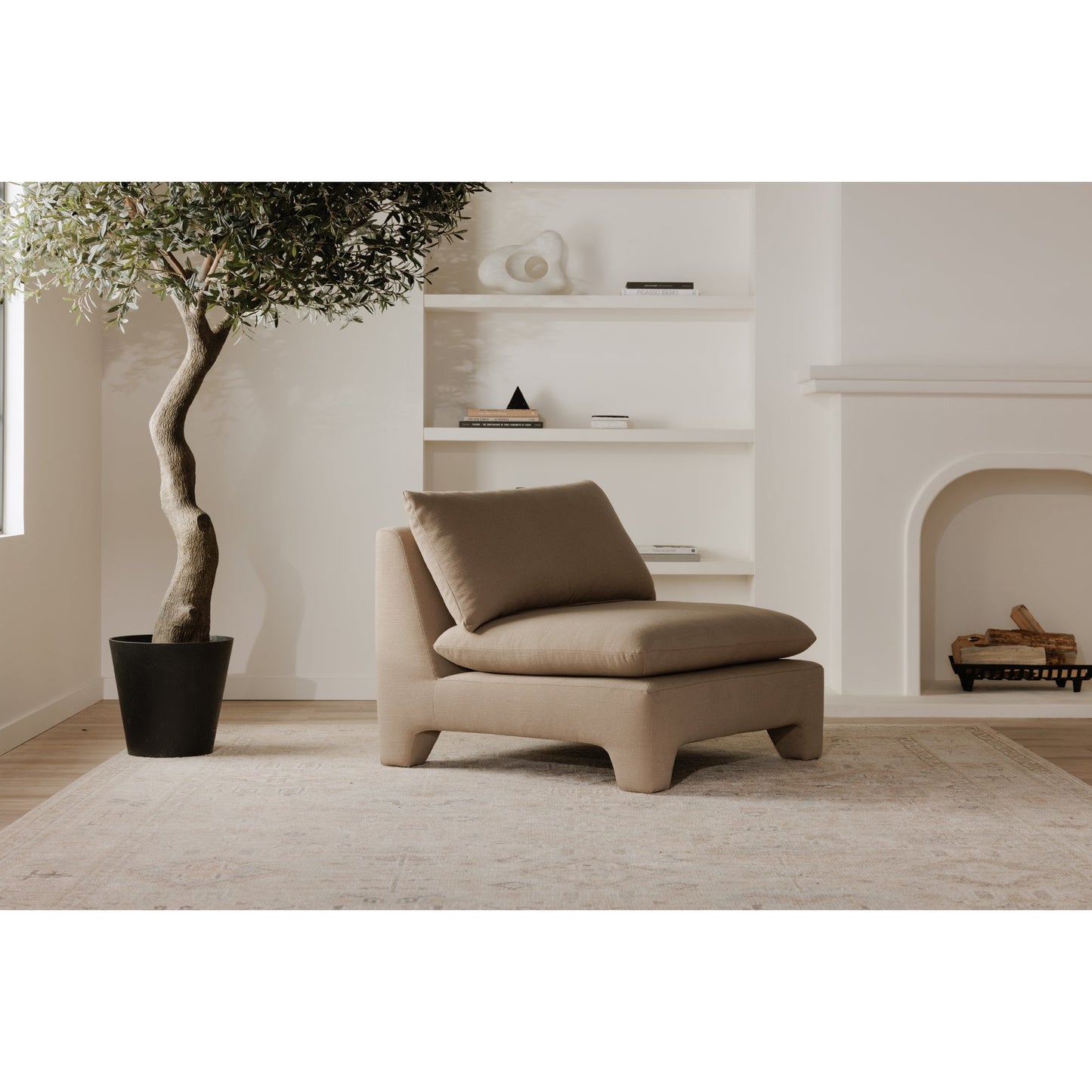 Estelle Polyester Upholstered Armless Lounge Chair