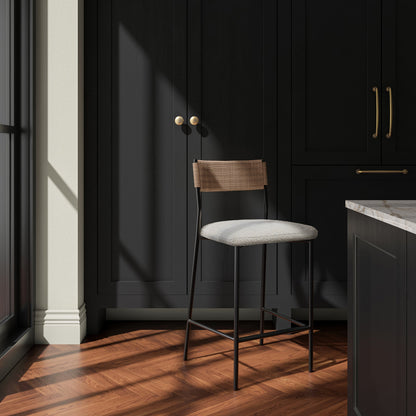 Foley White Curved Counter Stool