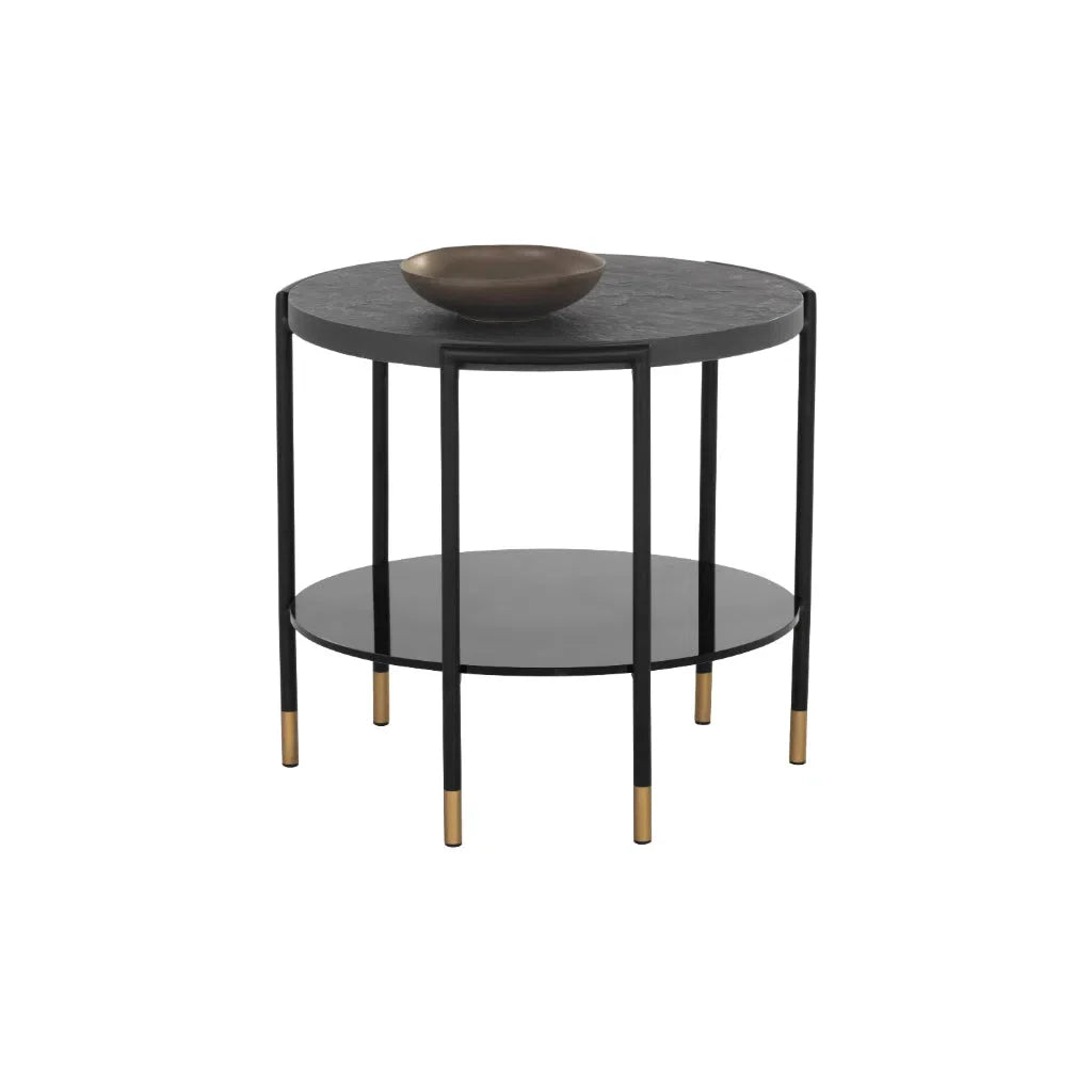 Zuma Side Table Modern Concrete Top With Glass Shelf