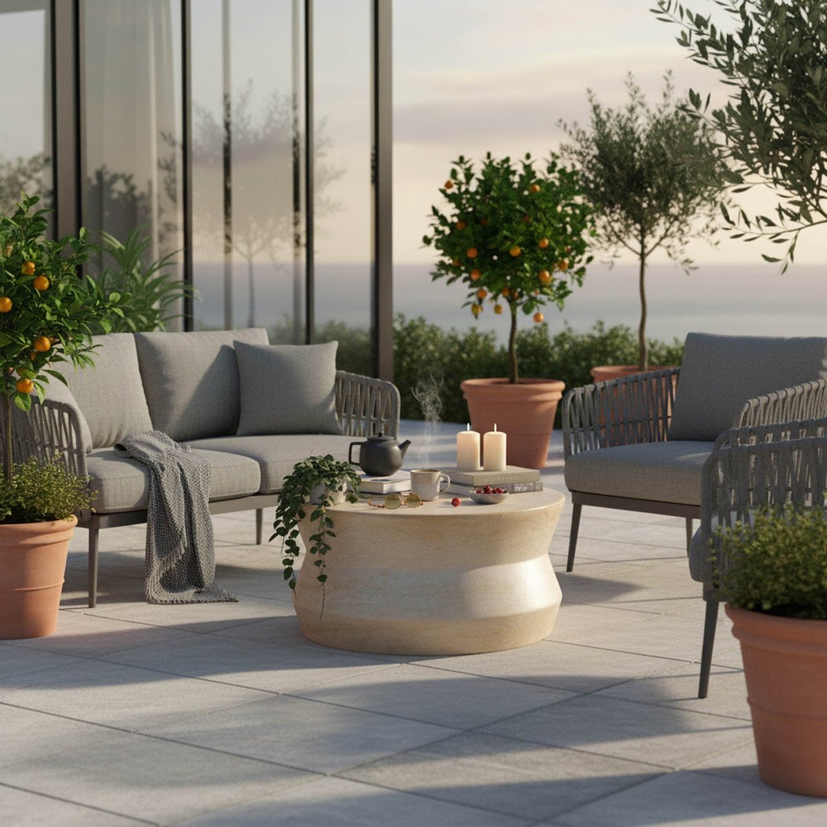 LH Home Zac Concrete Outdoor Coffee Table