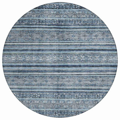 LOOMLAN Rugs Zaraxa Blue Washable Indoor-Outdoor Rug