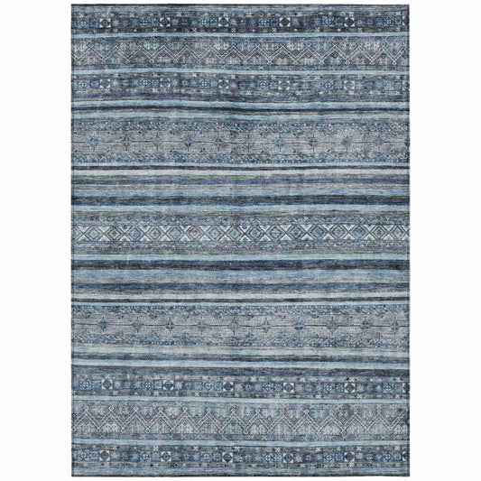 LOOMLAN Rugs Zaraxa Blue Washable Indoor-Outdoor Rug