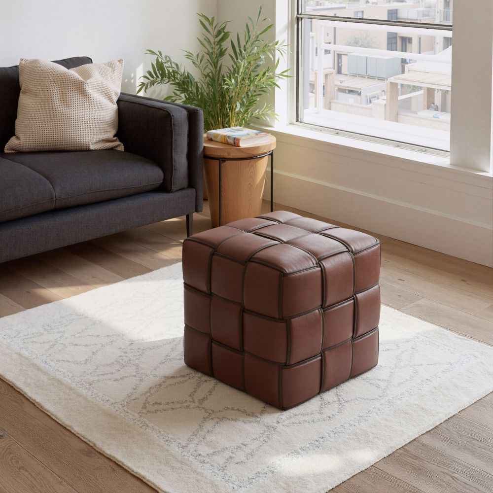 Zuo Modern Zare Brown Faux Leather Ottoman
