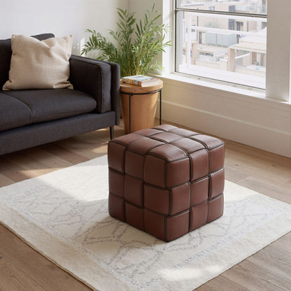 Zuo Modern Zare Brown Faux Leather Ottoman