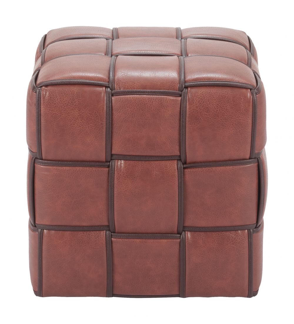 Zuo Modern Zare Brown Faux Leather Ottoman