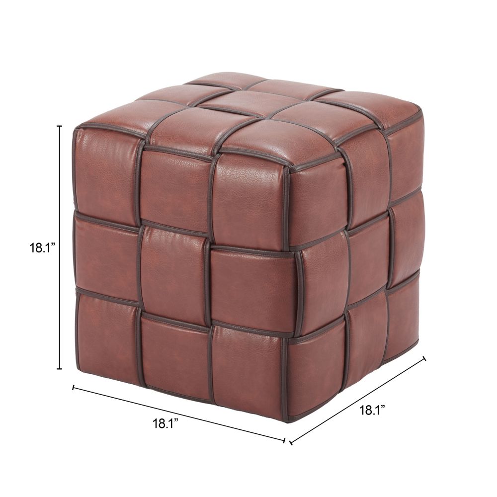Zuo Modern Zare Brown Faux Leather Ottoman