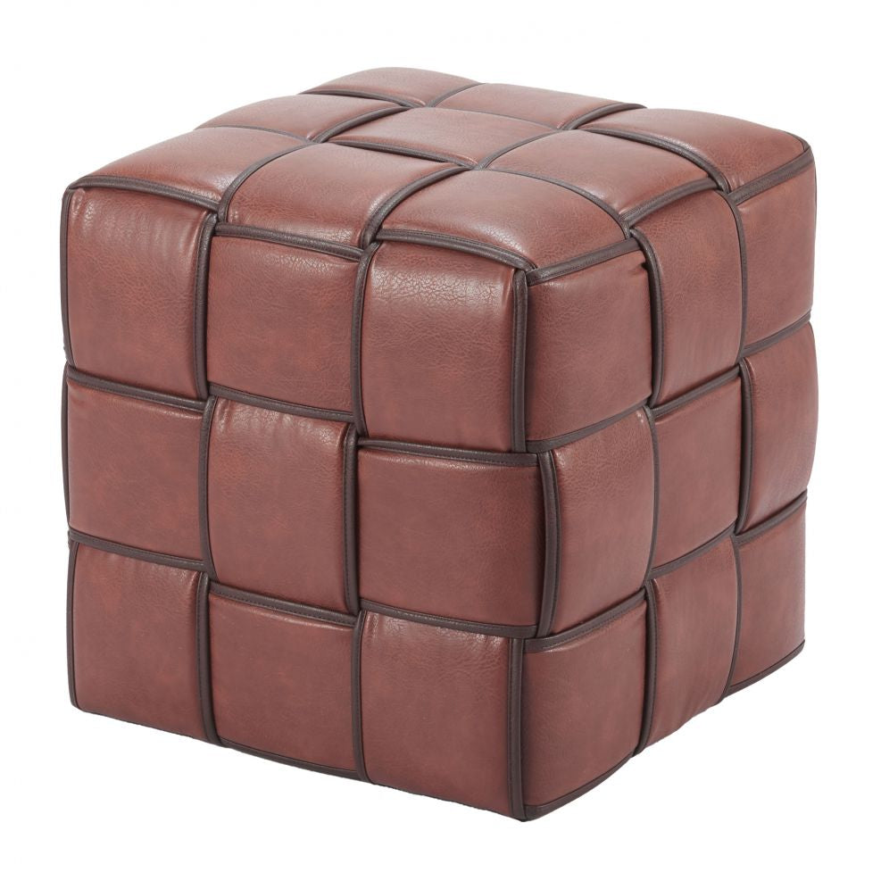 Zuo Modern Zare Brown Faux Leather Ottoman