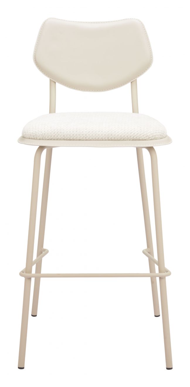 Zuo Modern Zeal White Faux Leather Barstool 4PC