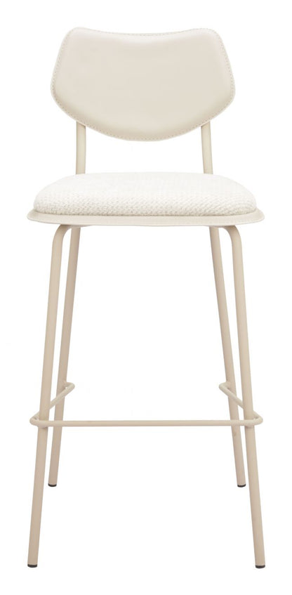Zuo Modern Zeal White Faux Leather Barstool 4PC