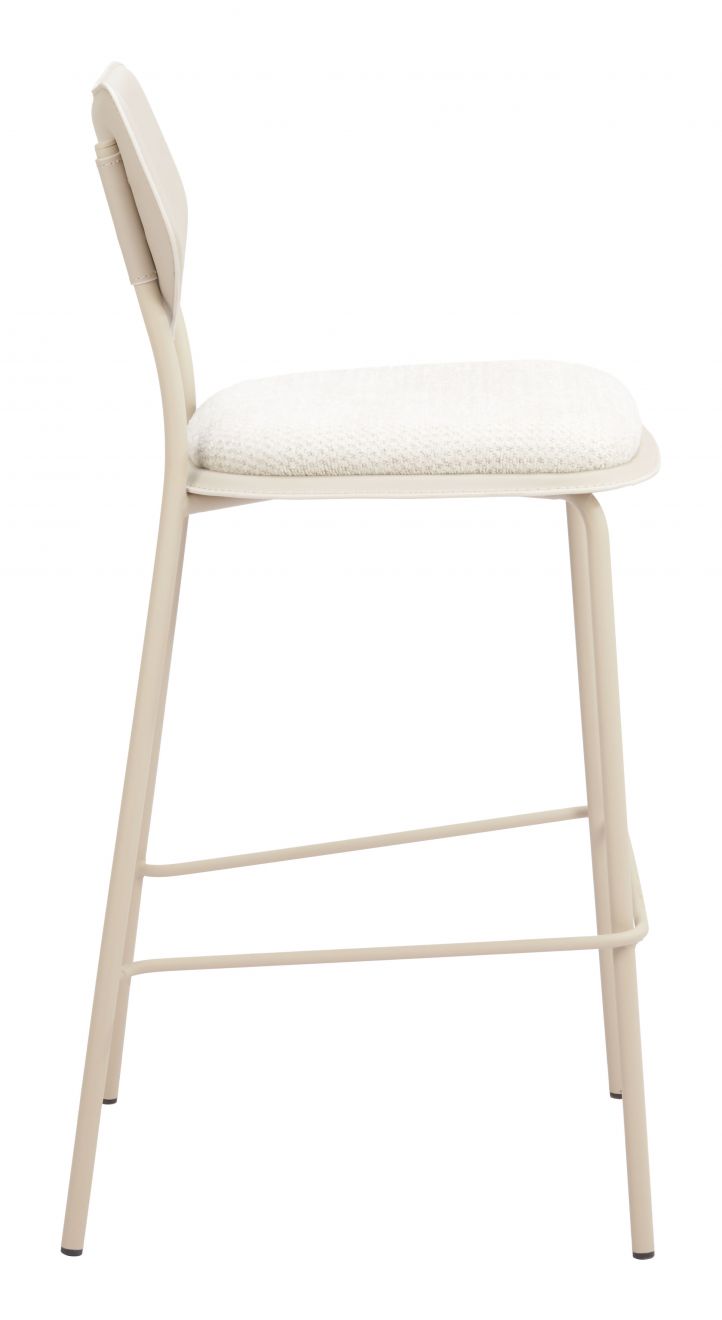 Zuo Modern Zeal White Faux Leather Barstool 4PC