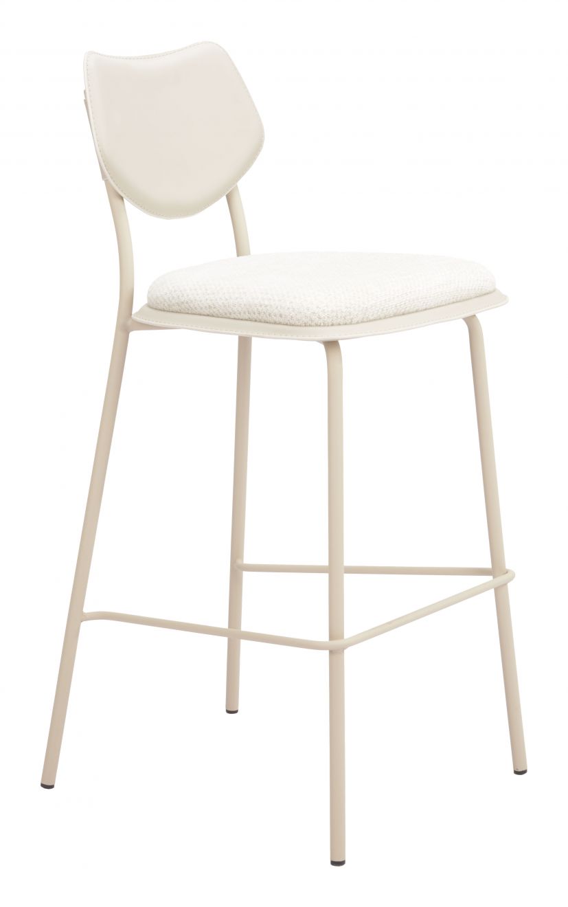 Zuo Modern Zeal White Faux Leather Barstool 4PC
