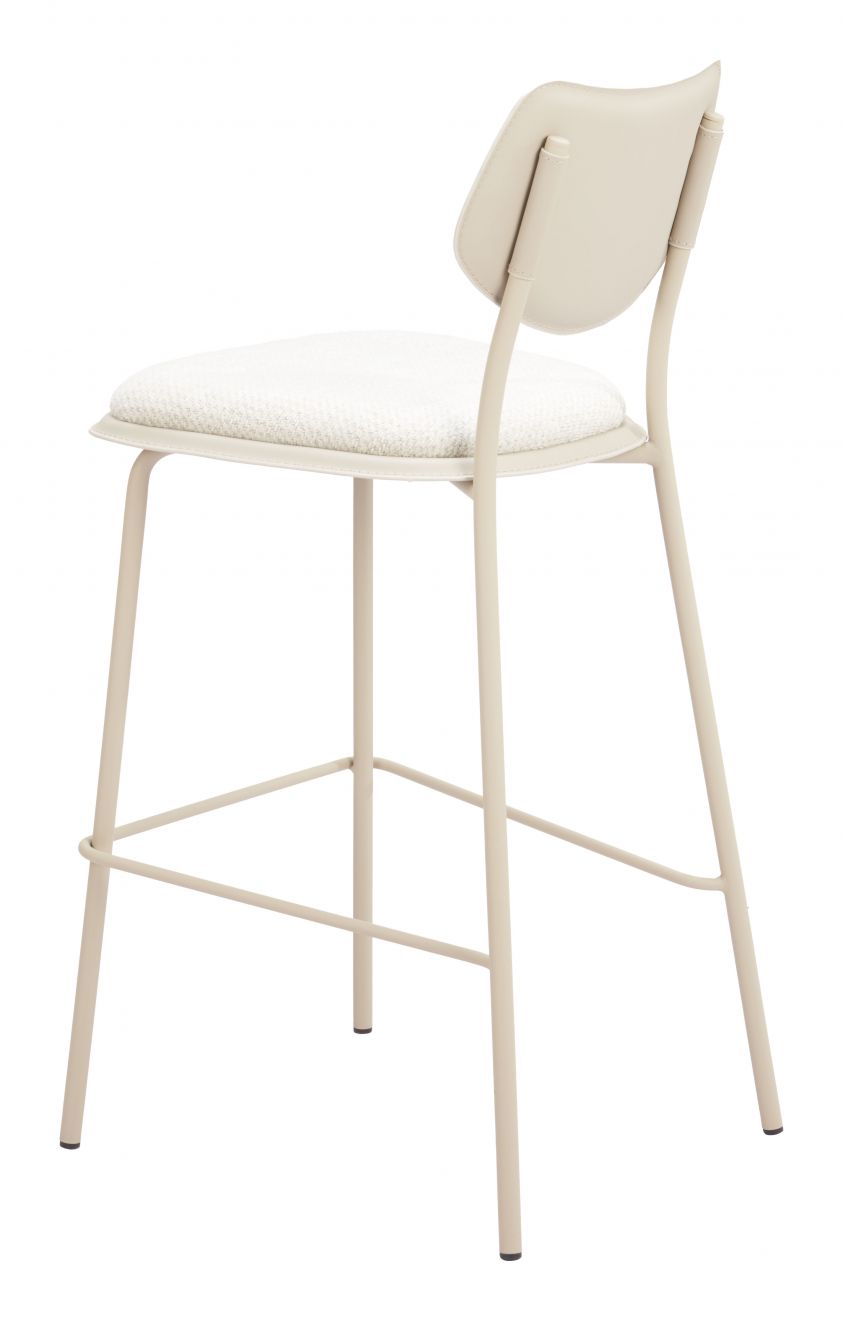 Zuo Modern Zeal White Faux Leather Barstool 4PC