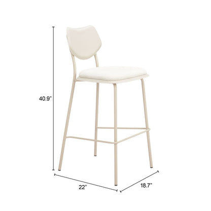 Zuo Modern Zeal White Faux Leather Barstool 4PC